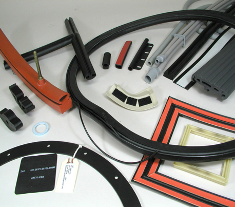 a collection of custom molded rubber products